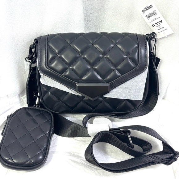 Aldo Black Quilted Messenger Bag. Aldo Miraewinx XBODY Bag. - Picture 3 of 13